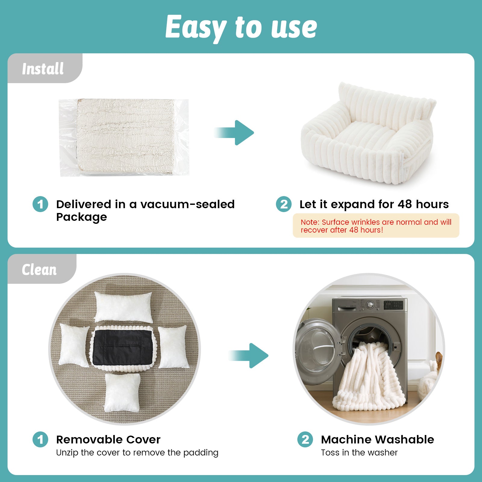 Cozy Bliss X CK Faux Fur Pet Couch Bed with Removable Cover