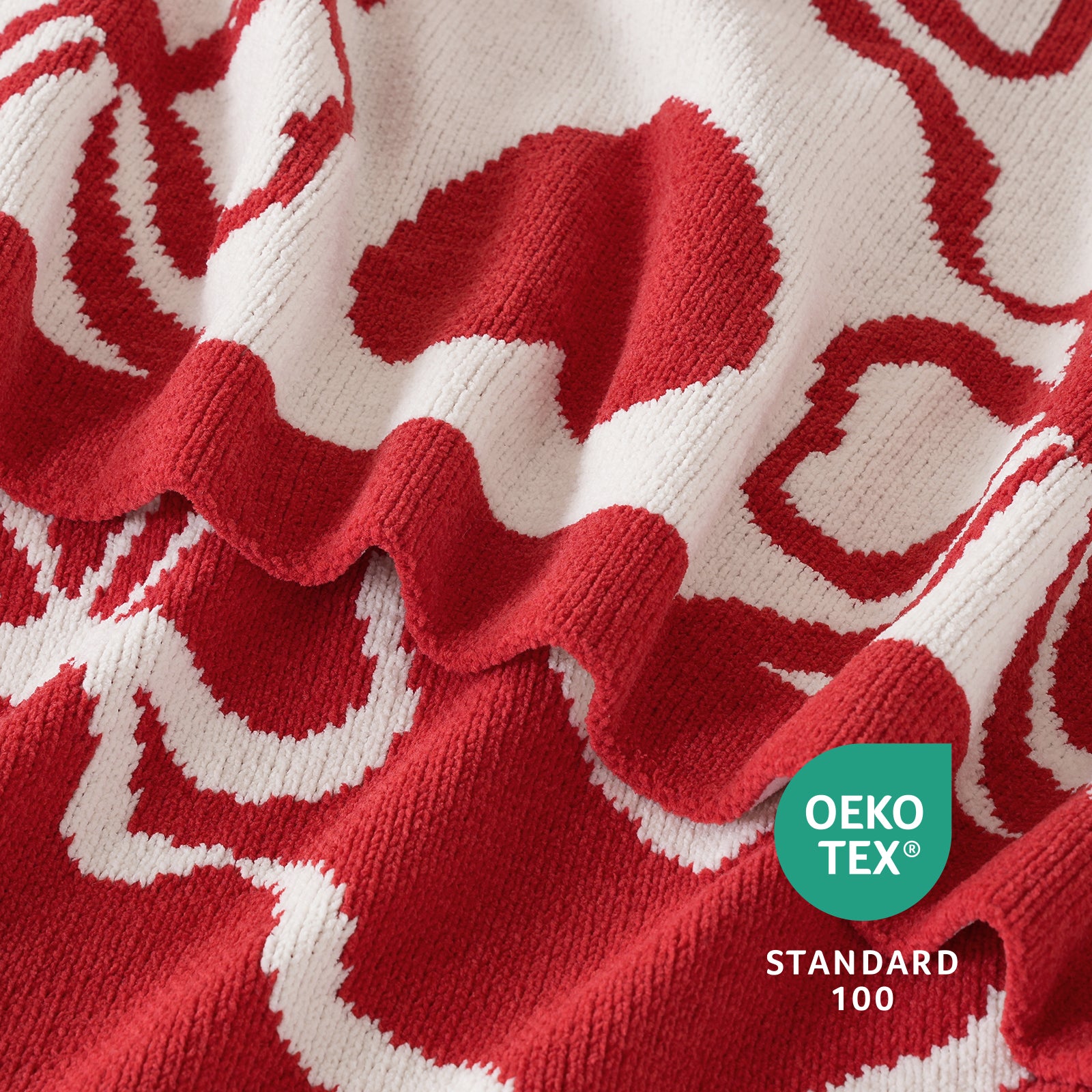 Valentine Heart Bow Jacquard Knit Chenille Throw Blanket