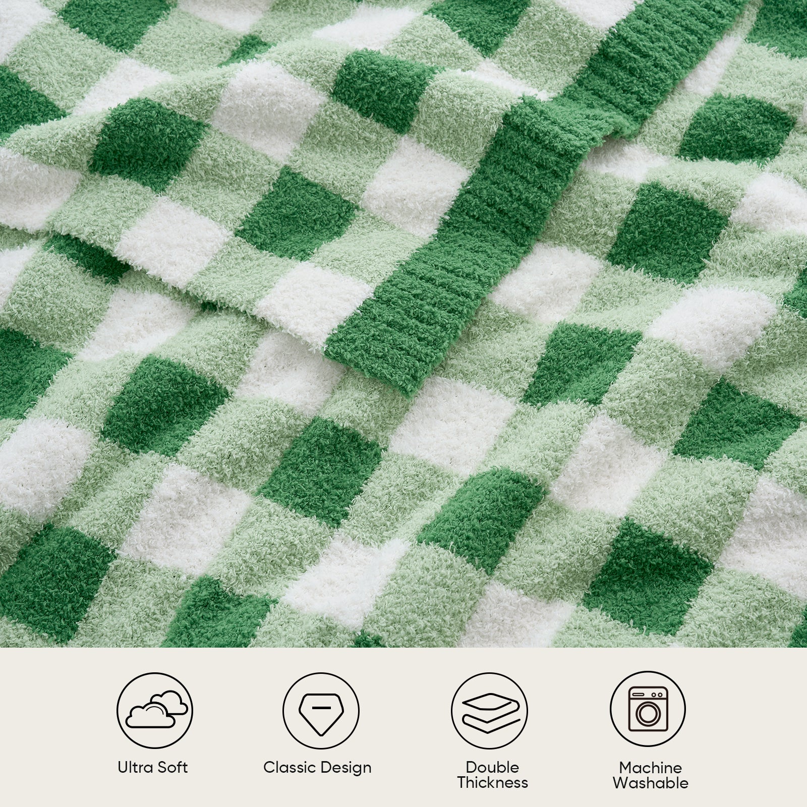 Plaid Knit Feather Yarn Knit Throw Blanket