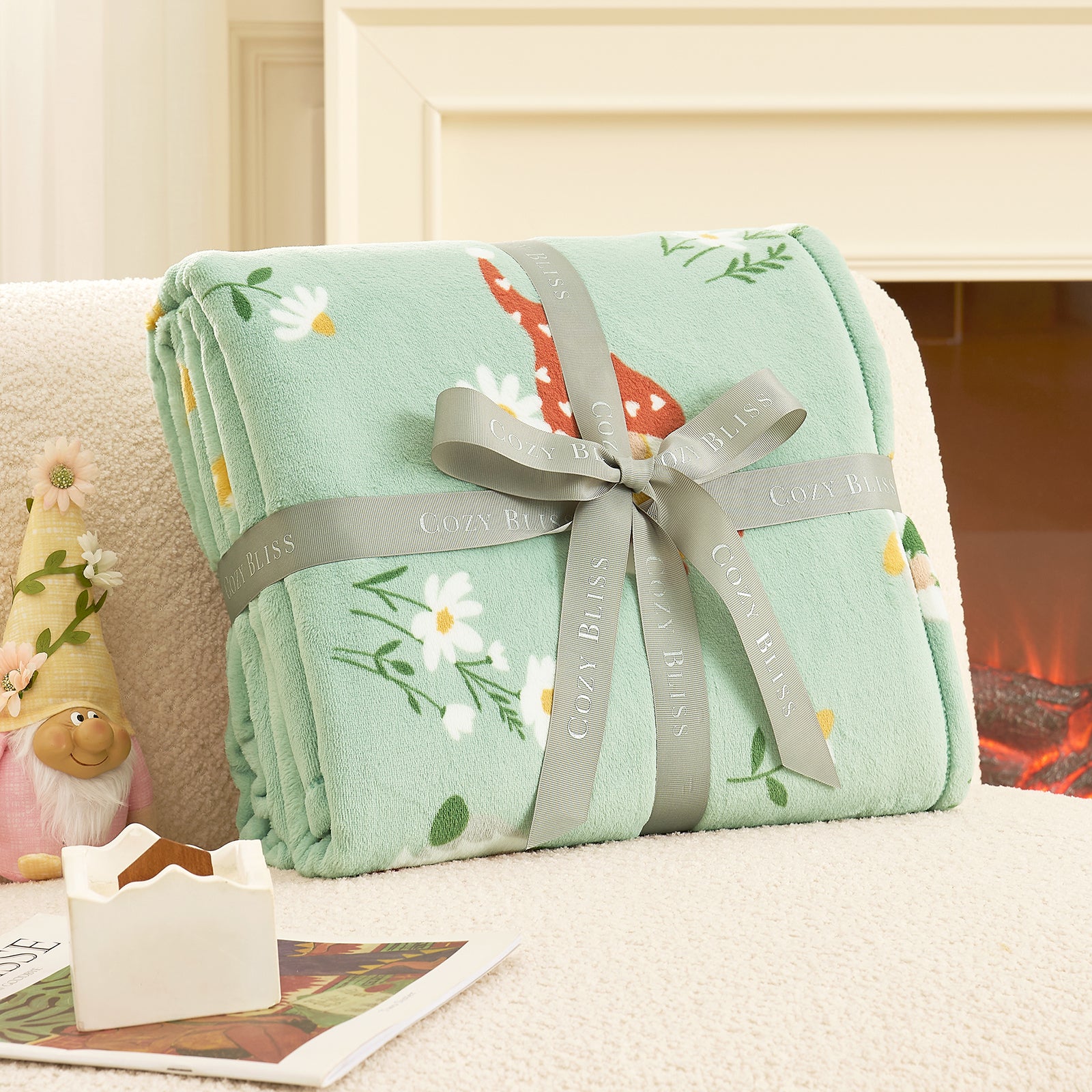 Spring Gnomes MilkyPlush Throw Blanket - Beige