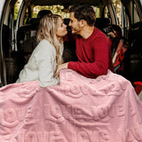 Pink Love Jacquard Faux Fur Blanket