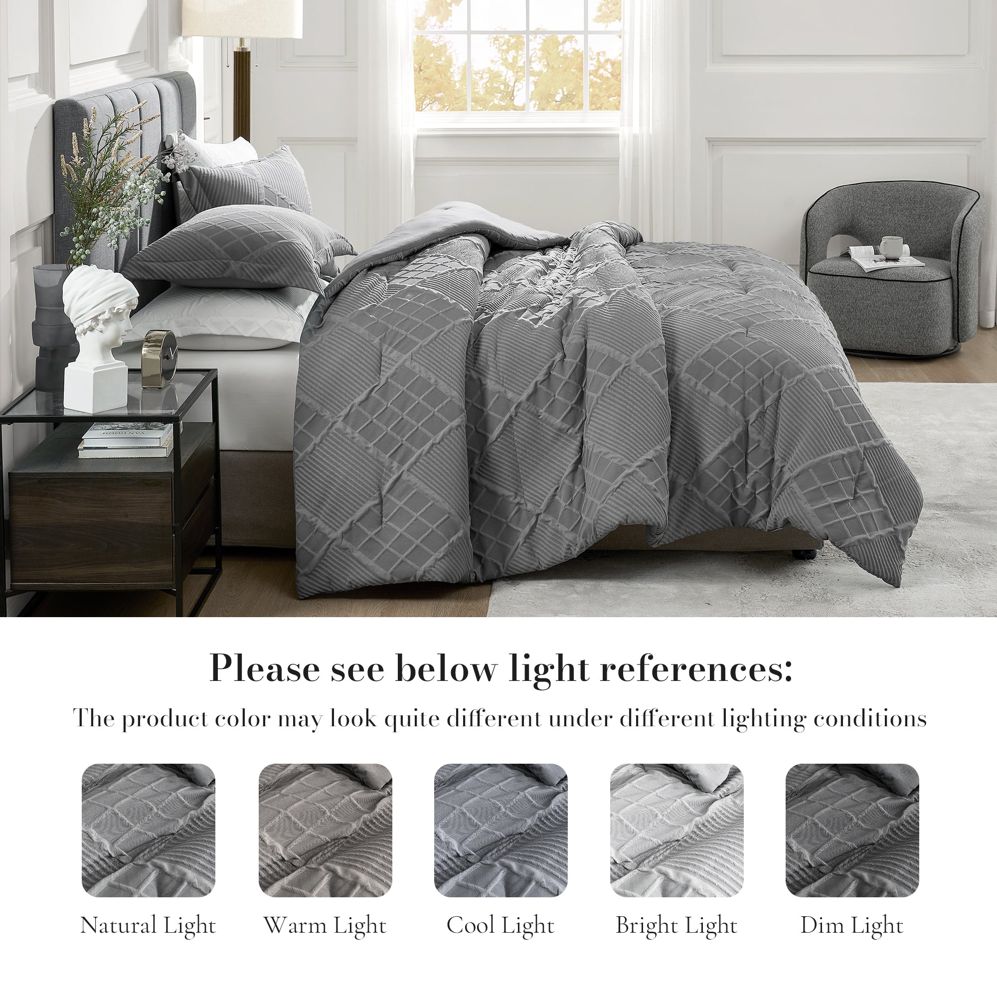 All-Season Jacquard Windowpane Comforter Set