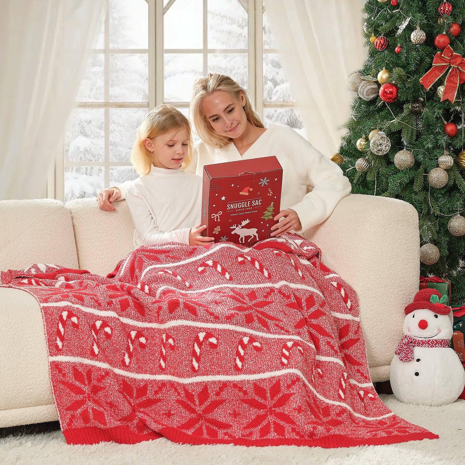 Cozy Bliss x SS Reversible Snowflake Feather Yarn Throw