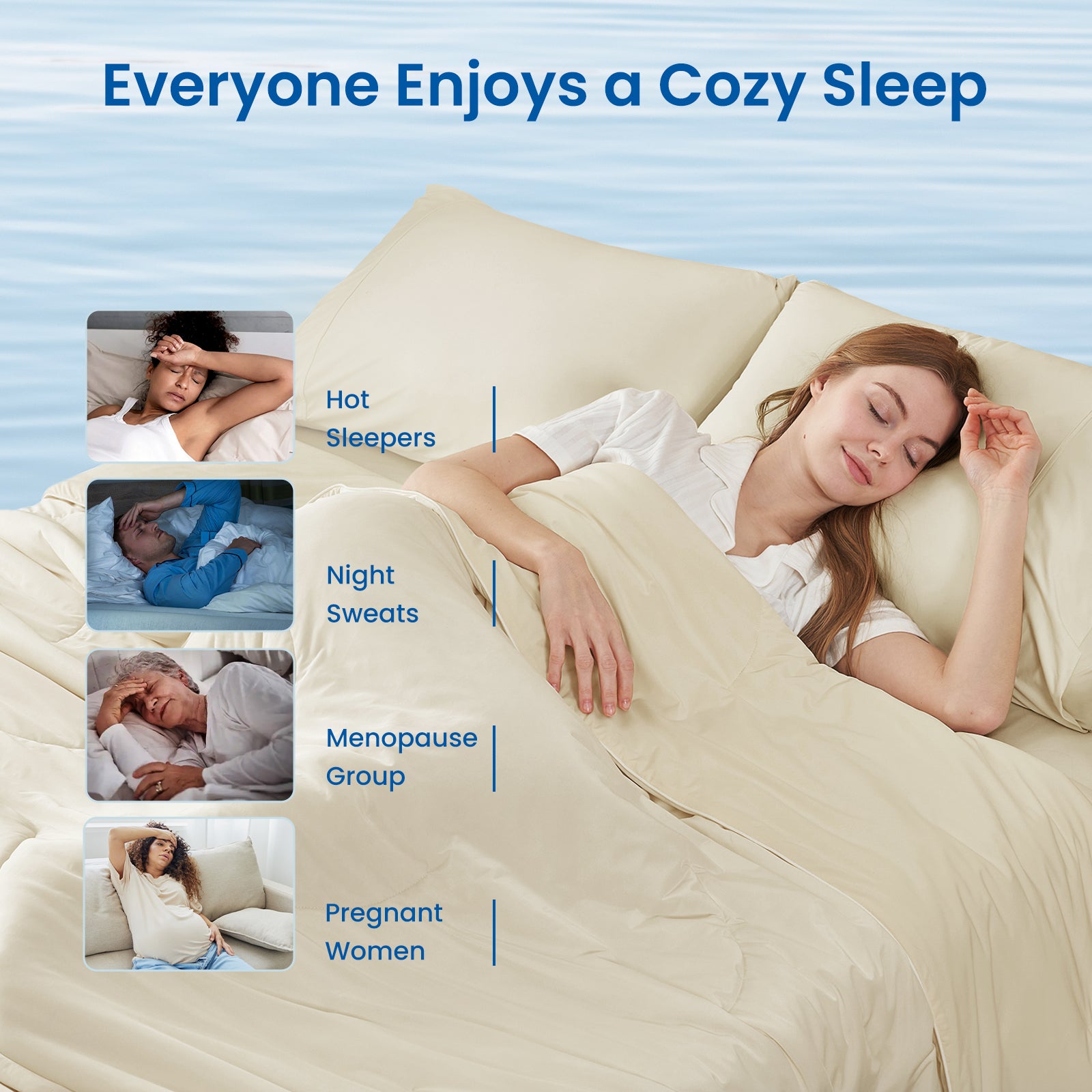 Ultra Cooling Double-sided Comforter, ideal for hot sleepers, night sweats, menopause group and pregnant women.#color_Khaki