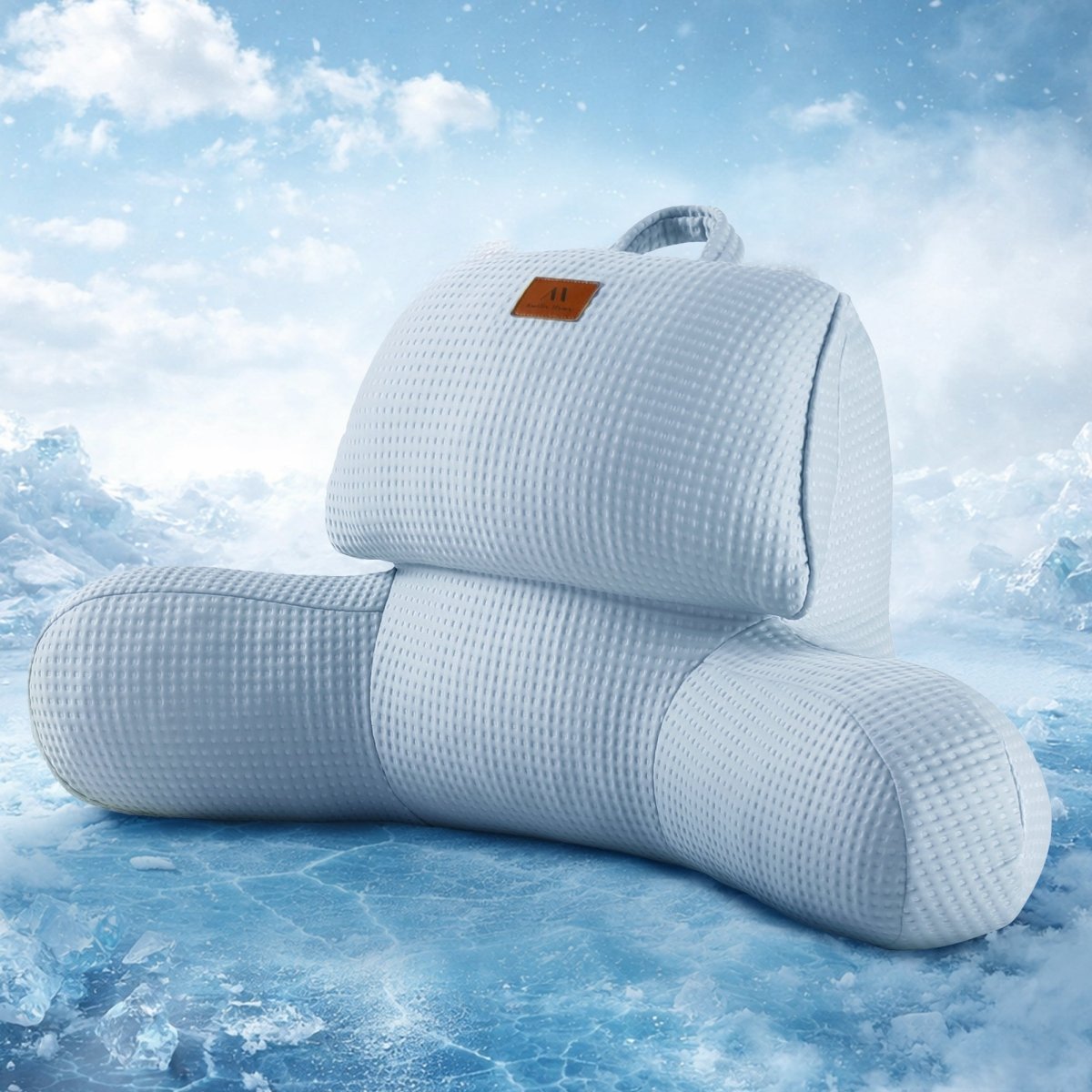 Cozy Bliss Blue Cooling Backrest Reading Pillow front view #color_Cool Blue