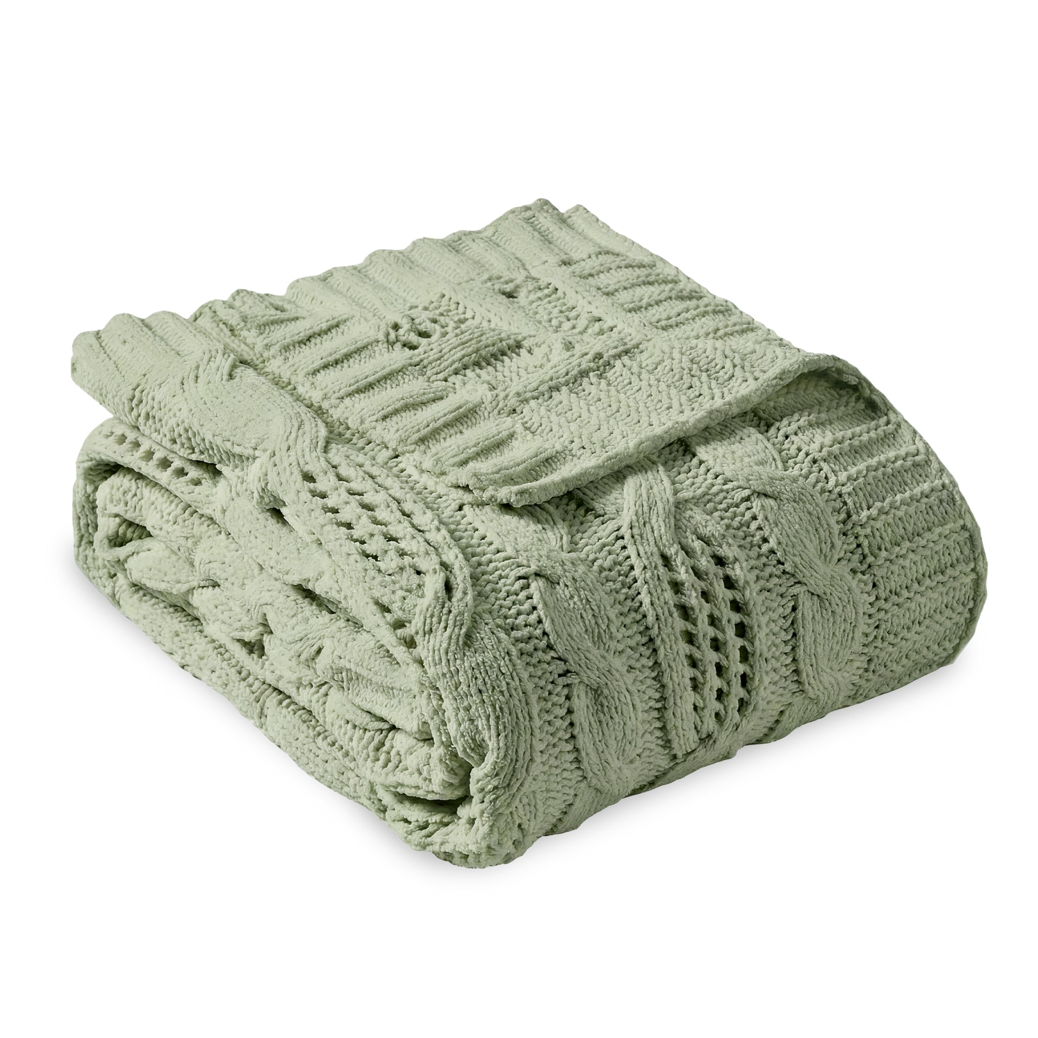 Chenille Cable Knit Throw Blanket