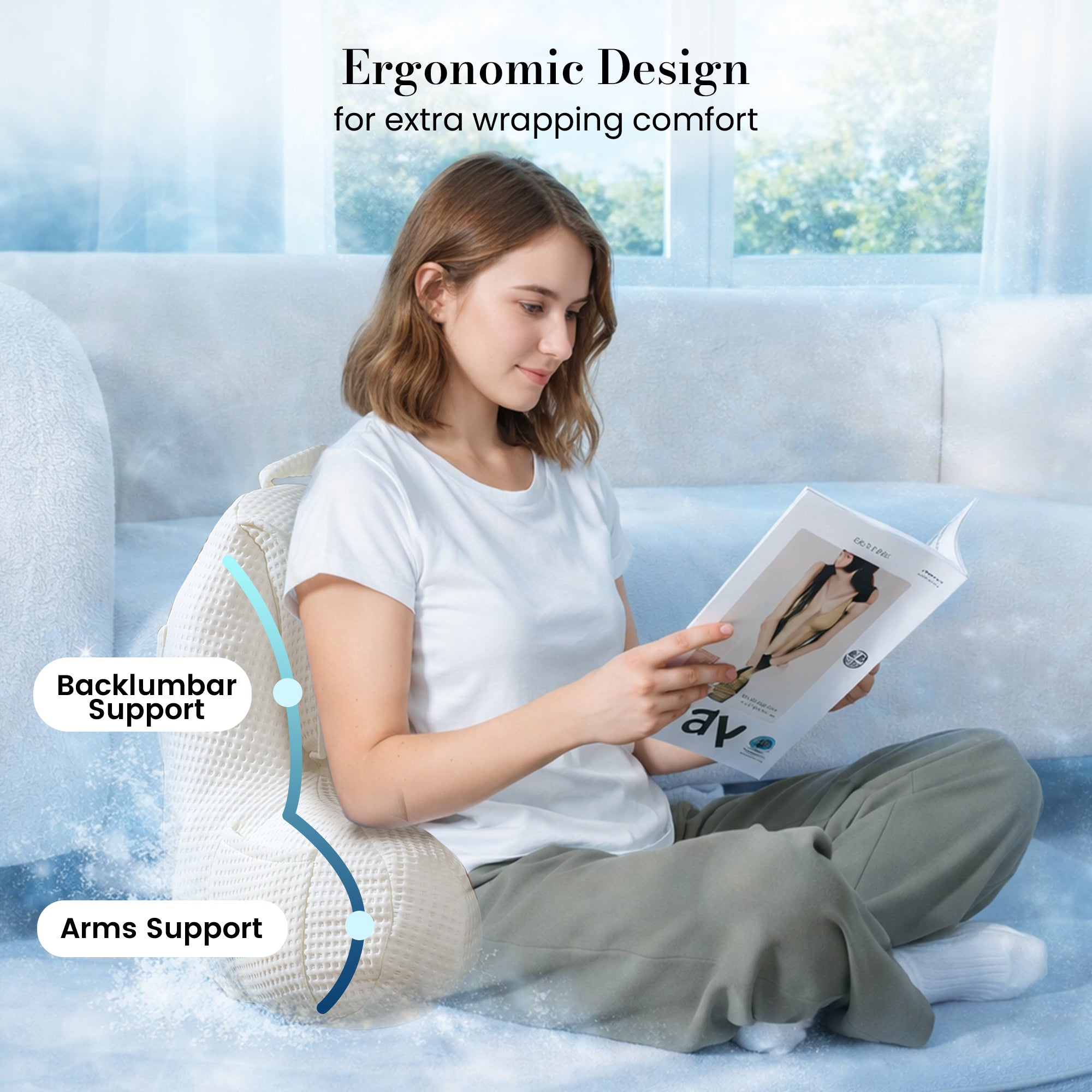 Cooling Waffle Knit Reading Pillow - Ivory