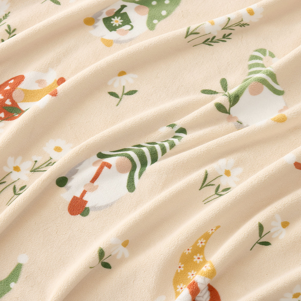 Spring Gnomes MilkyPlush Throw Blanket - Beige