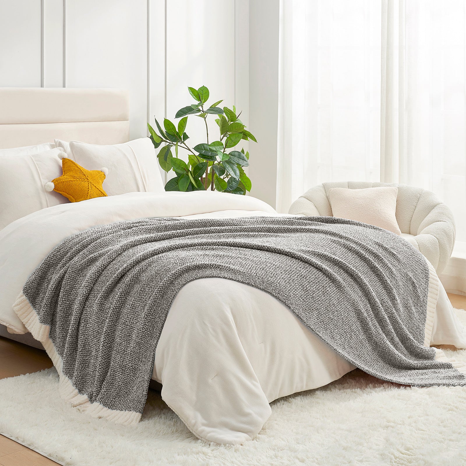 Cozy Bliss x SS Heather Feather Yarn Throw Blanket