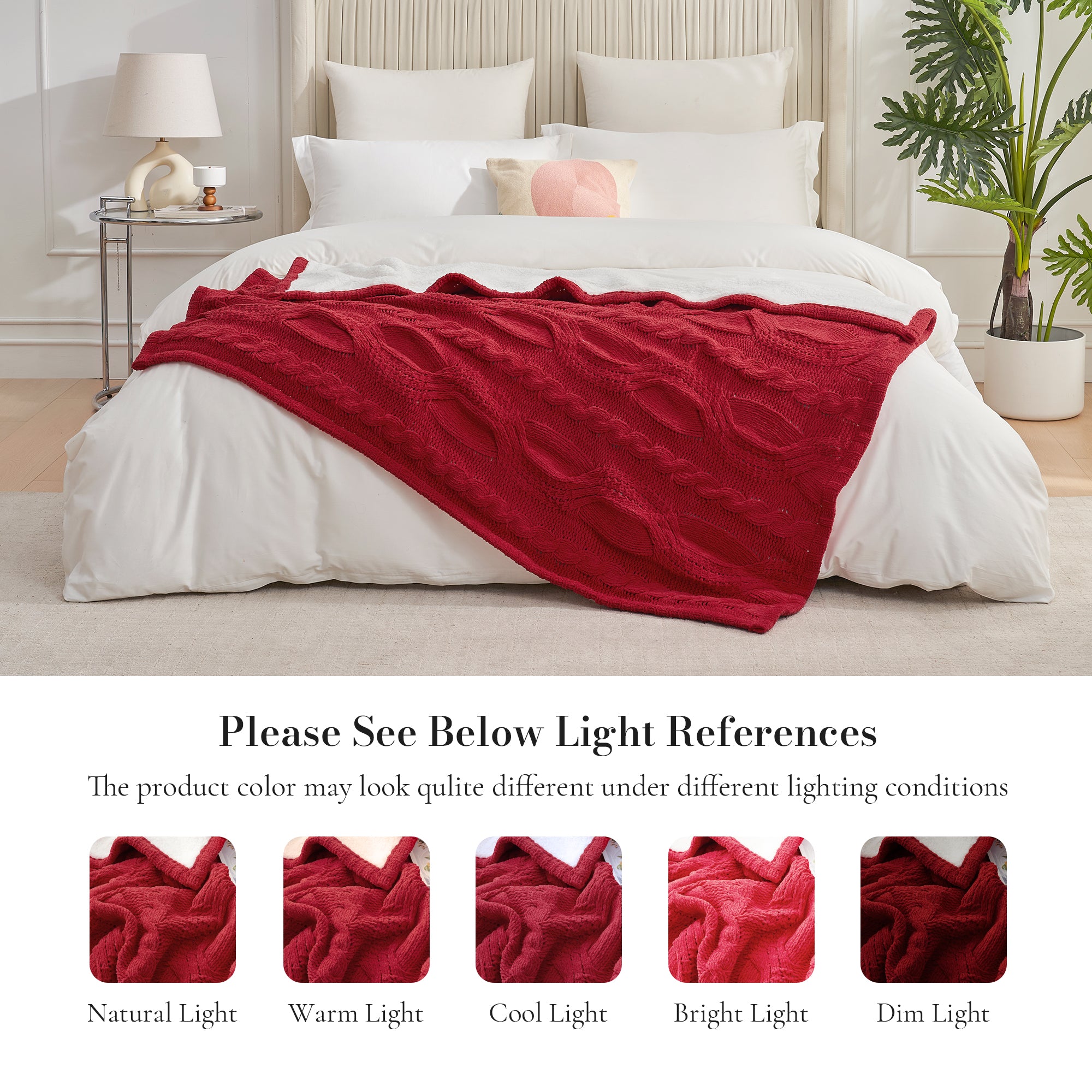 Cozy Bliss X Amélie Home Reversible Cable Chenille Sherpa Knit Throw Blanket