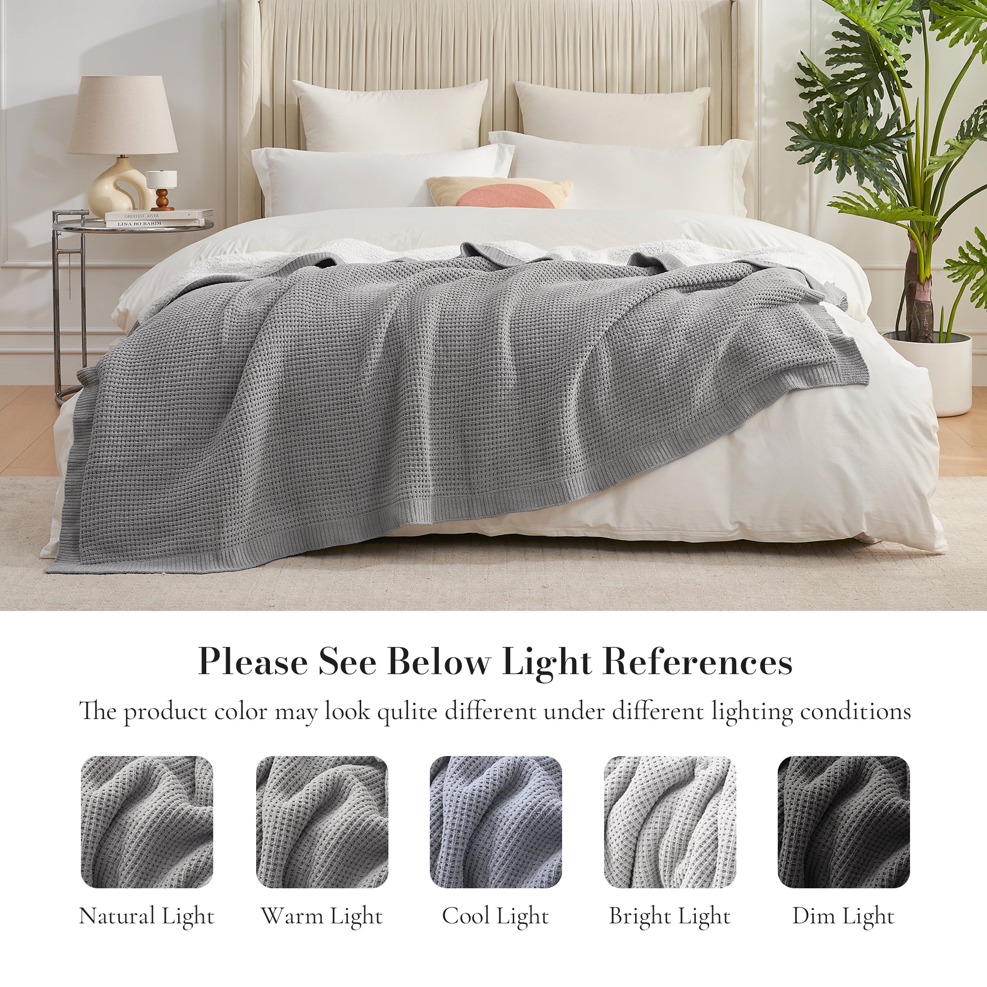 Reversible Waffle Chenille Sherpa Knit Throw Blanket