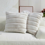 Set of 2 Luxury Faux Fur Striped Throw Pillow Covers