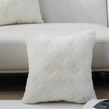 Set of 2 Luxury Faux Fur Basket Throw Pillow Covers-Cream