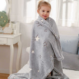 Glow in The Dark Stars Blanket for Kids Baby- Grey Marl