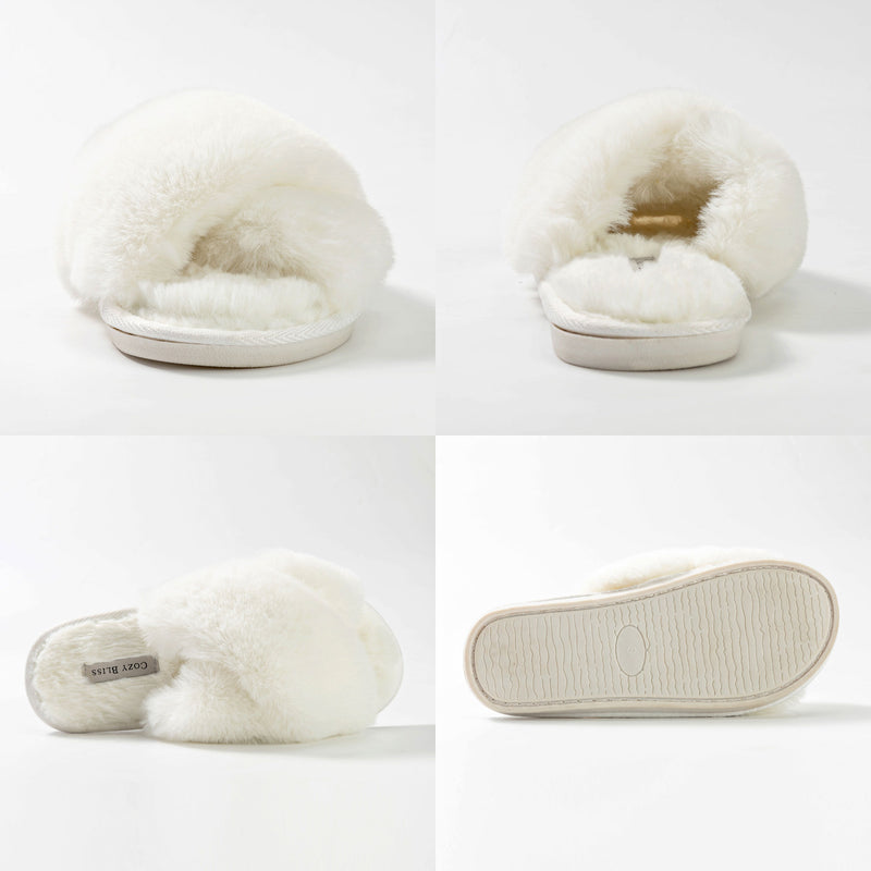 Women‘s Faux Fur Slide Slippers - Cream