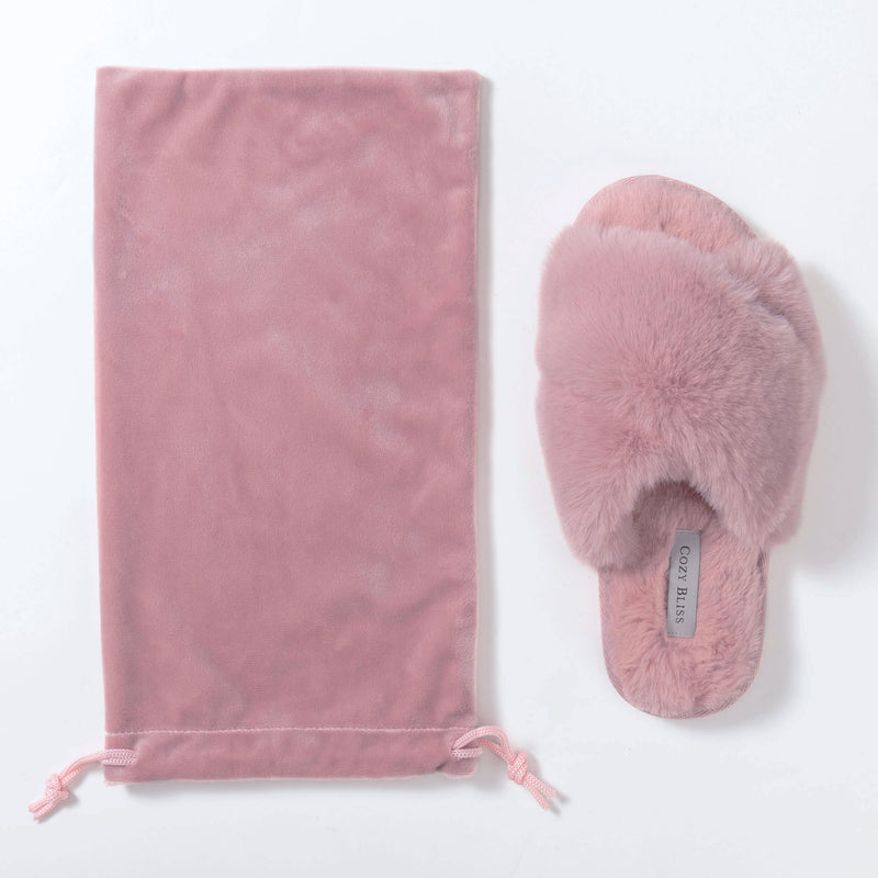 Women‘s Faux Fur Slide Slippers-Pink