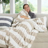 Ruched Faux Fur Throw Blanket