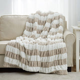 Ruched Faux Fur Throw Blanket