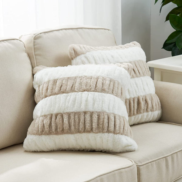 Ruched Faux Fur Throw Pillow Covers
